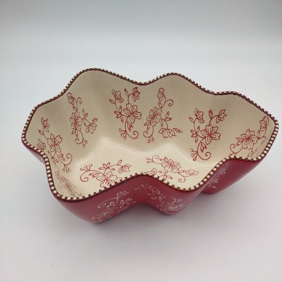 Temp-tations Floral Lace Red Tree Shape Casserole Baking Dish 1 Qt. - Picture 2 of 7